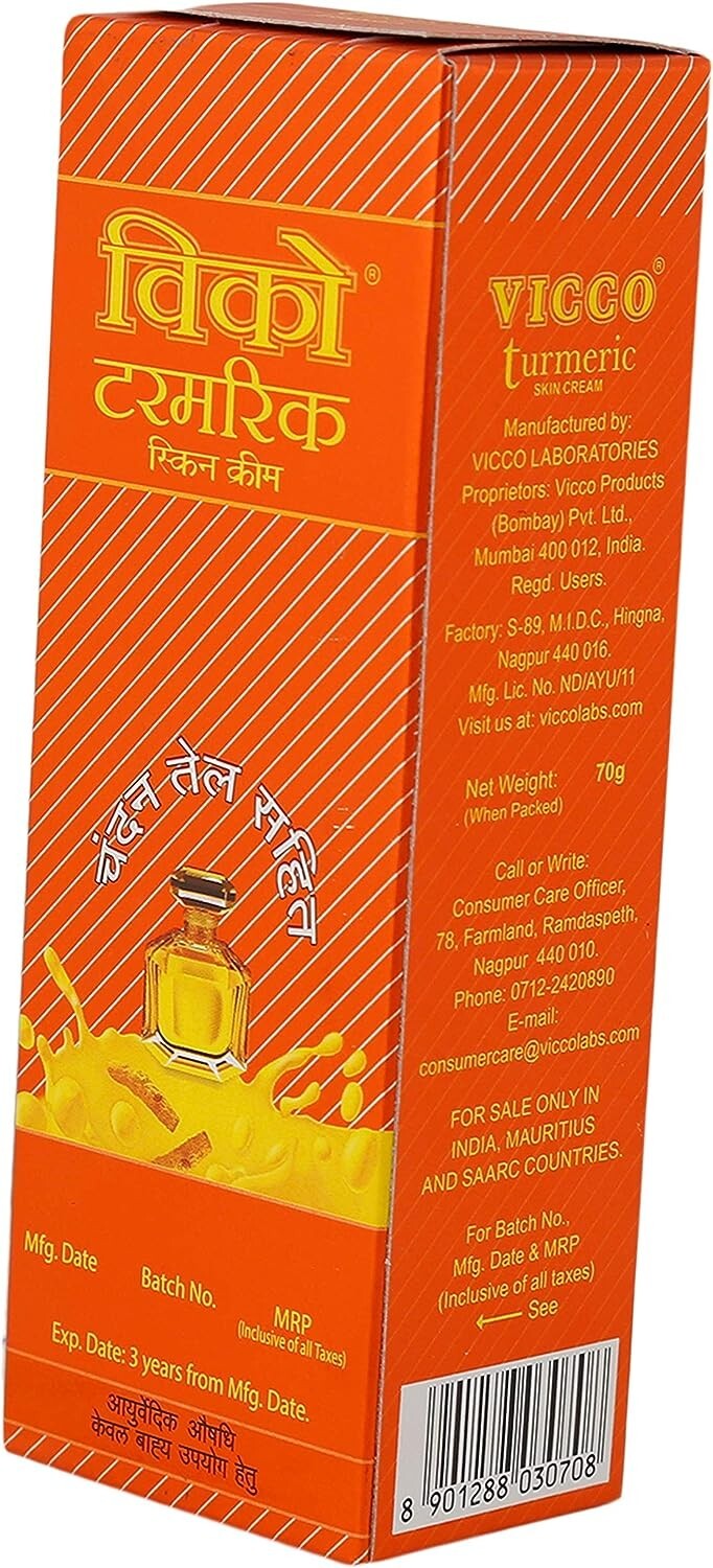 Vicco Turmeric skin Cream 70gm / Prevents cures skin infections  Free Shipping